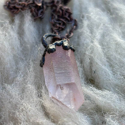 Handmade Rose Quartz Crystal Pendant Necklace SN SA0001