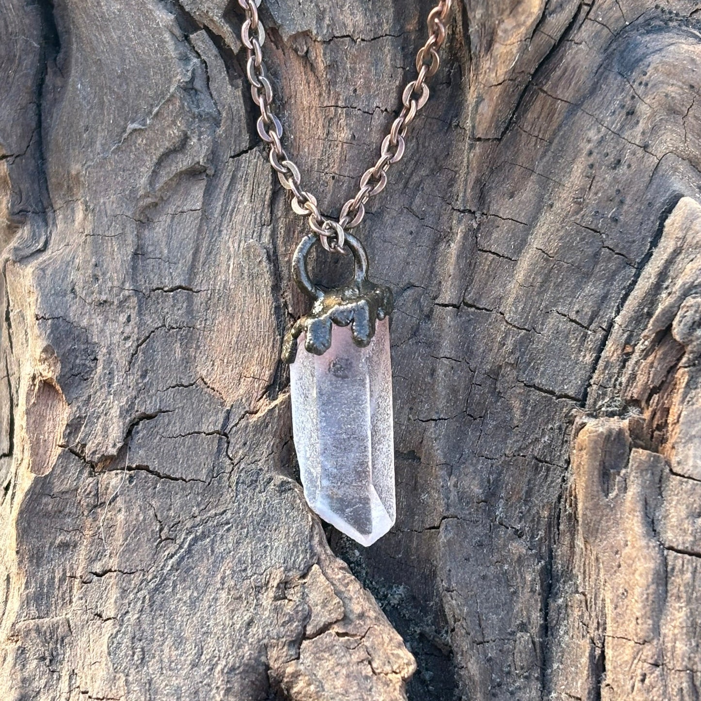 Handmade Rose Quartz Crystal Pendant Necklace SN SA0001