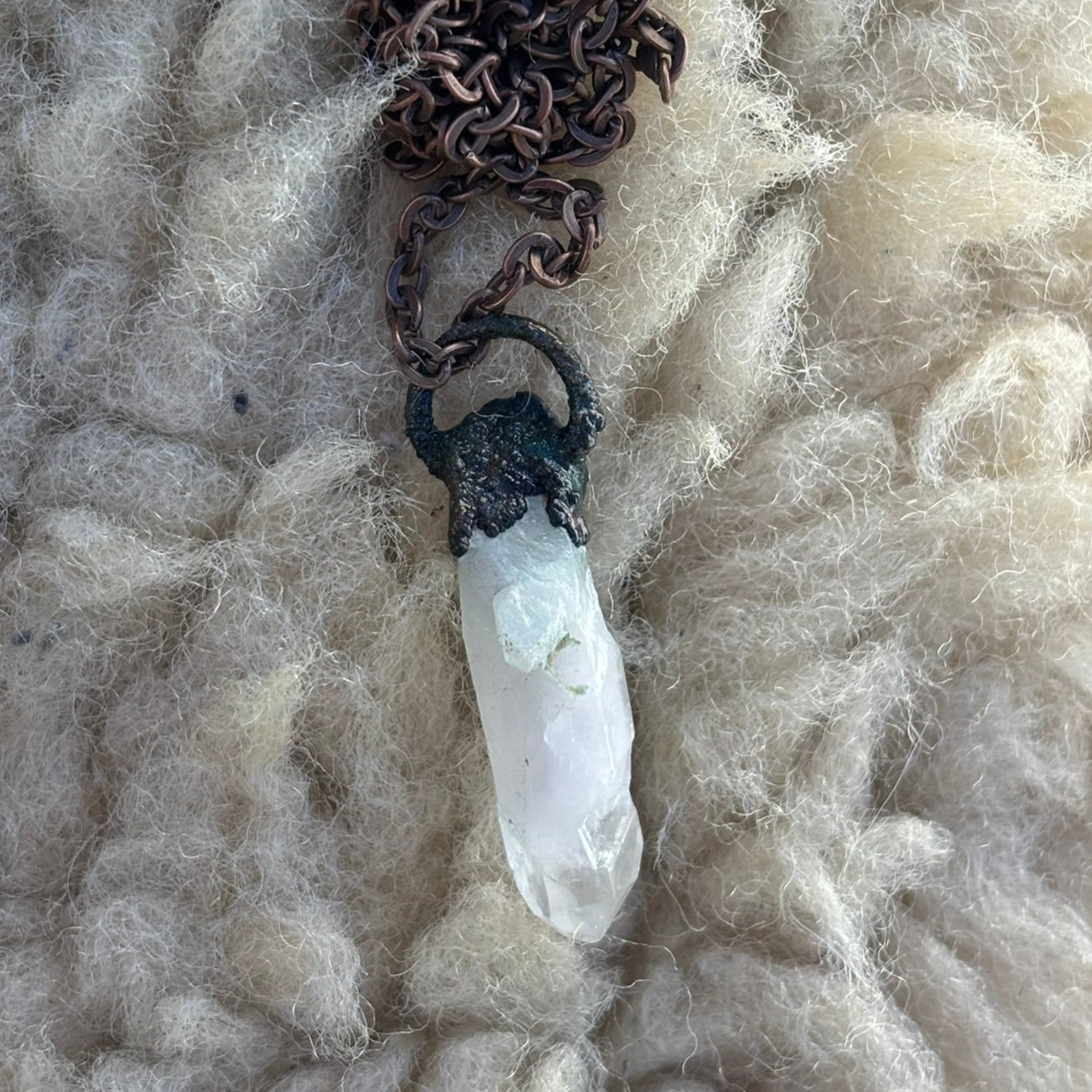 Ethereal Glow Milky Quartz Crown Chakra Pendant SN SA0022