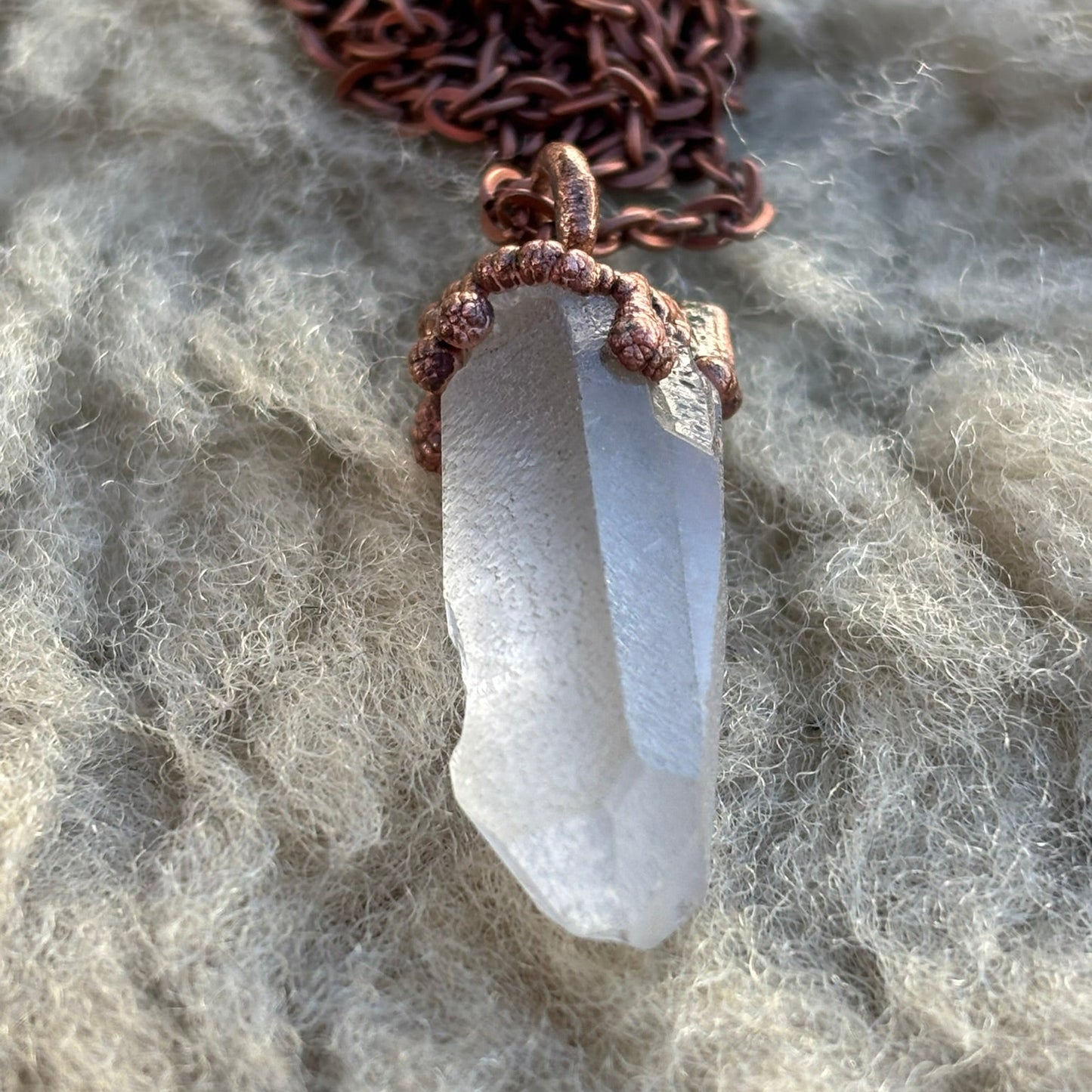 Ethereal Glow Milky Quartz Crown Chakra Pendant SN SA0018