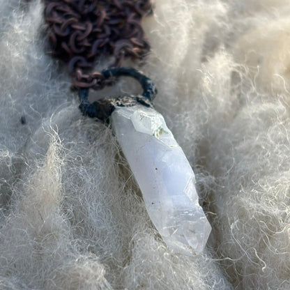 Ethereal Glow Milky Quartz Crown Chakra Pendant SN SA0022